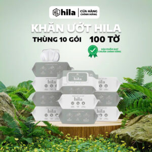 Khăn giấy ướt cao cấp Hila thùng 10 bịch x100 tờ