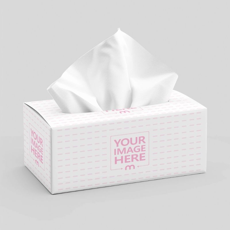 tissue box design mockup generator in white background